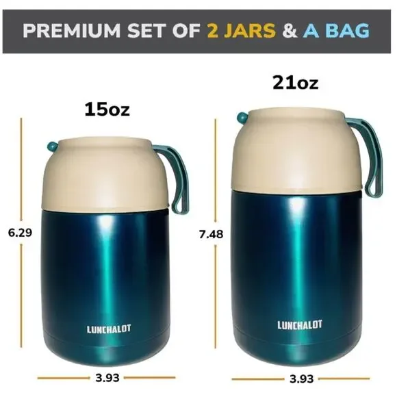 Insulated Food Jar for Hot Food in a Bag - 15 & 21 Oz Soup Lunch Box Container f - Picture 4 of 7